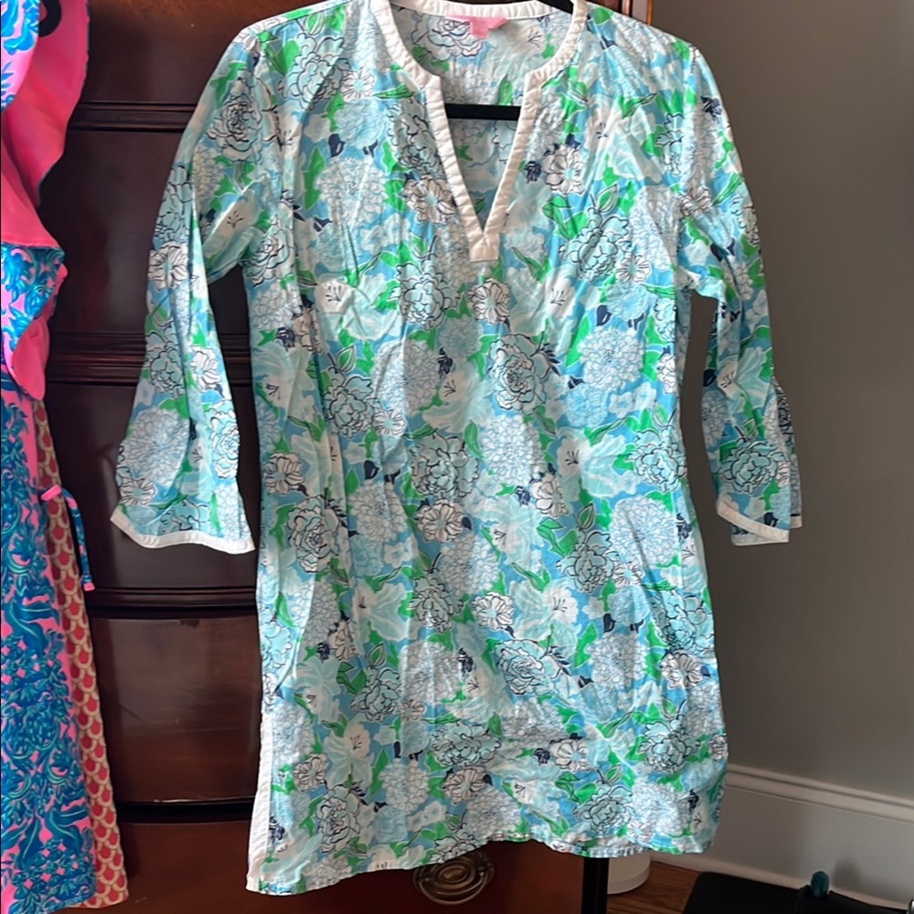 Lilly Pulitzer Floral Tunic in Blue and Green